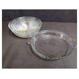 Set of Clear Glass Swirl Pattern Serving Bowls