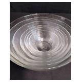 Set of Clear Glass Swirl Pattern Serving Bowls