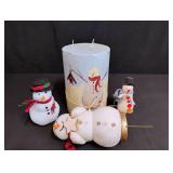 Handcrafted Winter Snowman Candle Set