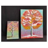 Original Fall and Spring Tree Paintings - Set of 2