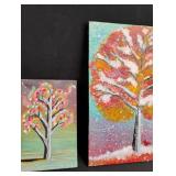 Original Fall and Spring Tree Paintings - Set of 2