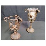 Rustic Star & Rope Metal Candle Holders