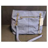 Blue Shoulder Bag with Gold Chain