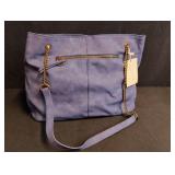 Blue Shoulder Bag with Gold Chain