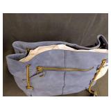 Blue Shoulder Bag with Gold Chain