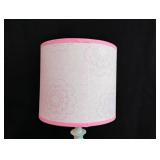 Pink and White Table Lamp with Floral Shade