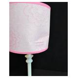 Pink and White Table Lamp with Floral Shade
