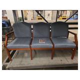 Mid-Century Wood Frame Chairs with Grey Upholstery