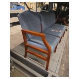 Mid-Century Wood Frame Chairs with Grey Upholstery