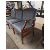 Mid-Century Wood Frame Chairs with Grey Upholstery