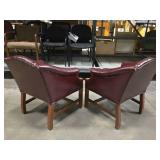 (2) Tufted Leather Wing Chair with Brass Nailheads