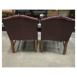 (2) Tufted Leather Wing Chair with Brass Nailheads