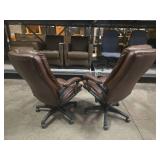 (2) Brown Leather Executive Office Chair