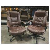 (2) Brown Leather Executive Office Chair