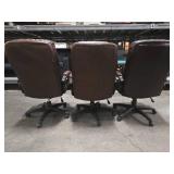 Executive Brown Leather Office Chairs - Set of 3