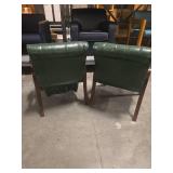Pair of Classic Green Tufted Office Chairs