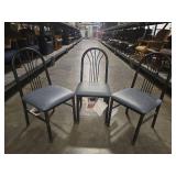 Black Metal Dining Chairs with Grey Upholstery