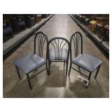 Black Metal Dining Chairs with Grey Upholstery