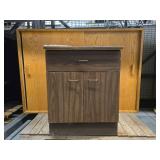 Wood and Metal Cabinet  and 5ft Wooden Shelf