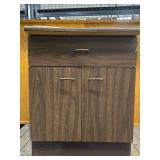 Wood and Metal Cabinet  and 5ft Wooden Shelf