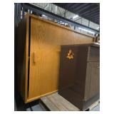 Wood and Metal Cabinet  and 5ft Wooden Shelf