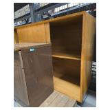 Wood and Metal Cabinet  and 5ft Wooden Shelf