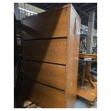 Tall Oak Filing Cabinet with 4 Drawers - Has Key