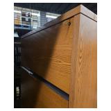 Tall Oak Filing Cabinet with 4 Drawers - Has Key