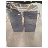 (2) Black Metal 3-Drawer Filing Cabinet