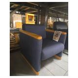 Mid-Century Polka Dot Armchair with Wooden Arms