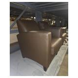 (2) Brown Leather Club Chairs Set