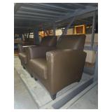 (2) Brown Leather Club Chairs Set