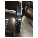 (2) Black Wood Dining Chairs with Brown Leather