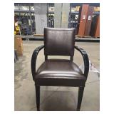 (7) Modern Brown Leather Dining Arm Chair