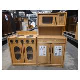 Wood Play Kitchen Set with Microwave and Stove