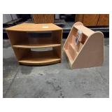 Community Curved Corner Bookshelf and Kaplan Bookshelf