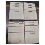 (4) Industrial Metal Filing Cabinet Set with Casters