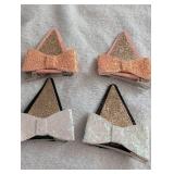 Glitter Ear Hair Bow Clips Set - 2ct Glitter Ear Hair Bow Clips Set - 2ct