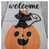 Black Cat Welcome Decor Flag Black Cat Welcome Decor Flag