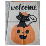 Black Cat Welcome Decor Flag Black Cat Welcome Decor Flag