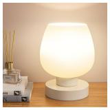 Touch Table Lamp for Nightstand - Small Bedside Lamp for Bedroom Living Room Night Stands, Desk Lamp with White Glass Shade for Small Spaces, 3 Way Dimmable, LED Bulbs, Gifts - Retail: $24 Touch Table Lamp for Nightstand - Small Bedside Lamp for Bedroom Living Room Night Stands, Desk Lamp with White Glass Shade for Small Spaces, 3 Way Dimmable, LED Bulbs, Gifts - Retail: $24