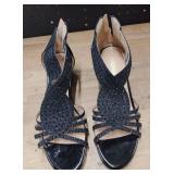 Ladies zip up high heels size 8 black fancy shiny - Ladies zip up high heels size 8 black fancy shiny -