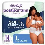Always Discreet Postpartum and Adult Incontinence Underwear for Women, Large, Maximum Protection, 14 Count - Retail: $14 Always Discreet Postpartum and Adult Incontinence Underwear for Women, Large, Maximum Protection, 14 Count - Retail: $14
