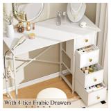 DAOUTIME Vanity Desk No Mirror, Small Makeup Vanity with 4 Fabric Drawers, White Dressing Table for Small Spaces, 35.4 Inches Girls Makeup Table Bedroom - Retail: $51 DAOUTIME Vanity Desk No Mirror, Small Makeup Vanity with 4 Fabric Drawers, White Dressing Table for Small Spaces, 35.4 Inches Girls Makeup Table Bedroom - Retail: $51