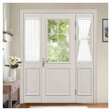 MIULEE 2 Pieces White Semi Sheer Curtains for Front French Door Linen Textured Window Panels for Light Filtering W 25 x L 40 Inches - Retail: $16 MIULEE 2 Pieces White Semi Sheer Curtains for Front French Door Linen Textured Window Panels for Light Filtering W 25 x L 40 Inches - Retail: $16