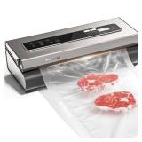 Mesliese Vacuum Sealer Machine Powerful 90Kpa Precision 6-in-1 Compact Food Preservation System with Cutter, 2 Bag Rolls and 5 Pre-cut Bags, Widened 12mm Sealing Strip, DryandMoist Modes (Silver) - Re Mesliese Vacuum Sealer Machine Powerful 90Kpa Precision 6-in-1 Compact Food Preservation System with Cutter, 2 Bag Rolls and 5 Pre-cut Bags, Widened 12mm Sealing Strip, DryandMoist Modes (Silver) - Re