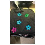 Womens black t shirt with textured flowers 2XL  - Womens black t shirt with textured flowers 2XL  -