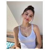 BDITANLE Women Slim Fit Ribbed Spaghetti Strap Tank Top Summer Soft V-Neck Camisole Trendy Sleeveless Basic Shirt - Retail: $9 BDITANLE Women Slim Fit Ribbed Spaghetti Strap Tank Top Summer Soft V-Neck Camisole Trendy Sleeveless Basic Shirt - Retail: $9