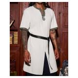 Runcati Mens Medieval Pirate Costume Tunic Renaissance Knight Warrior Viking LARP Halloween Tops - Retail: $25 Runcati Mens Medieval Pirate Costume Tunic Renaissance Knight Warrior Viking LARP Halloween Tops - Retail: $25