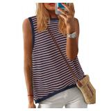 Yanekop Womens Striped Tank Top Oversized Crewneck Shirt Loose Fit Casual Tank Tops Sleeveless Summer Tops(Pink Navy,L) - Retail: $6 Yanekop Womens Striped Tank Top Oversized Crewneck Shirt Loose Fit Casual Tank Tops Sleeveless Summer Tops(Pink Navy,L) - Retail: $6